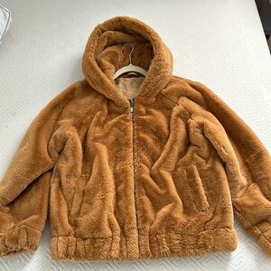 fluffy teddy jacket size XL color brown